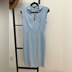 Light blue black halo collared midi dress, size 2